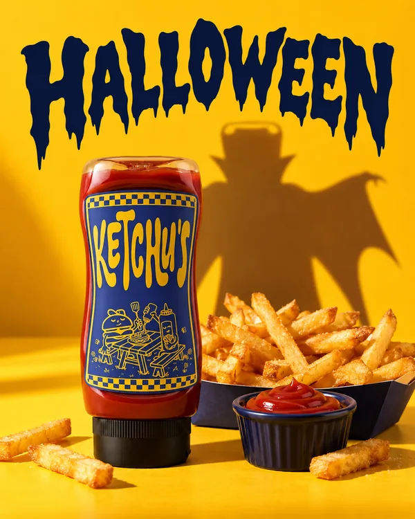 Ketchu’s com batatas douradas e uma sombra de vampiro